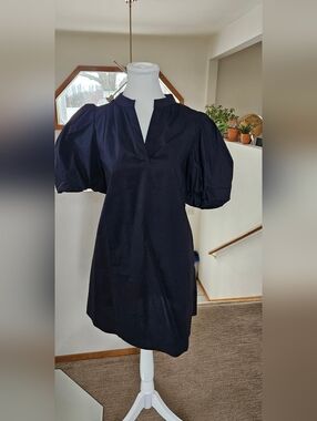 Nicole Miller Navy Puff-Sleeve Mini Dress